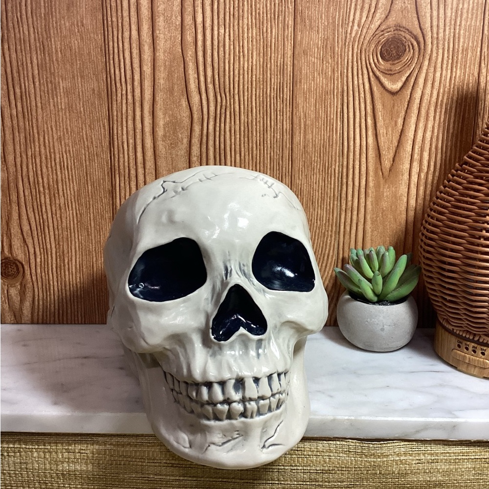 New Threshold Ceramic Skull Candy Dish 6” tall